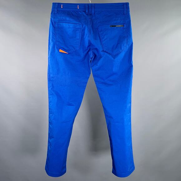 DIRK BIKKEMBERGS Size 32 Blue Cotton Blend 5 Pocket Casual Pants - Picture 2 of 7